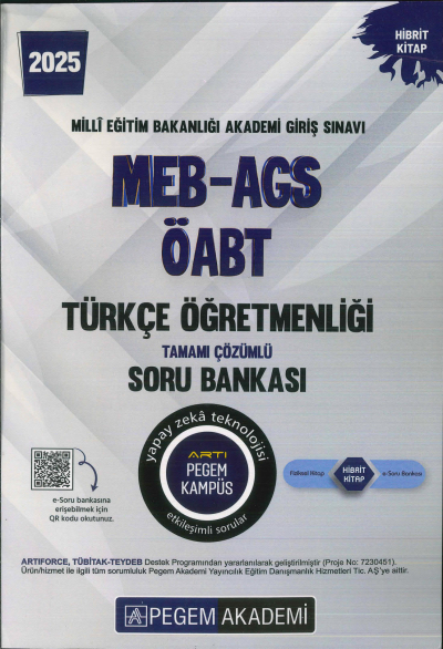 2025 MEB-AGS-ÖABT Türkçe Öğretmenliği Tamamı Çözümlü Soru Bankası Pegem Akademi Yayıncılık