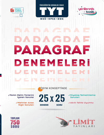 TYT Paragraf 25 X 25 Denemeleri Limit Yayınları Zeta Fotokopi