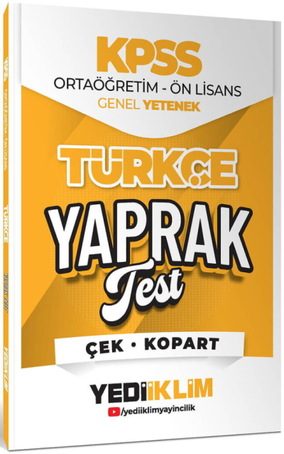 2026 KPSS Ortaöğretim-Önlisans Türkçe Çek Kopart Yaprak Test Yediiklim Yayınları Zeta Fotokopi