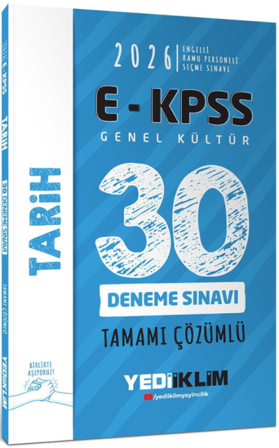 2026 E-KPSS Tüm Adaylar İçin Genel Kültür Tarih Tamamı Çözümlü 30 Deneme Sınavı Yediiklim Yayınları Zeta Fotokopi