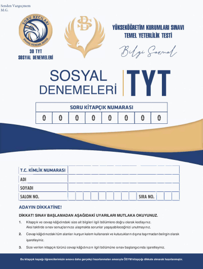 TYT Sosyal Denemeleri Bilgi Sarmal Zeta Fotokopi