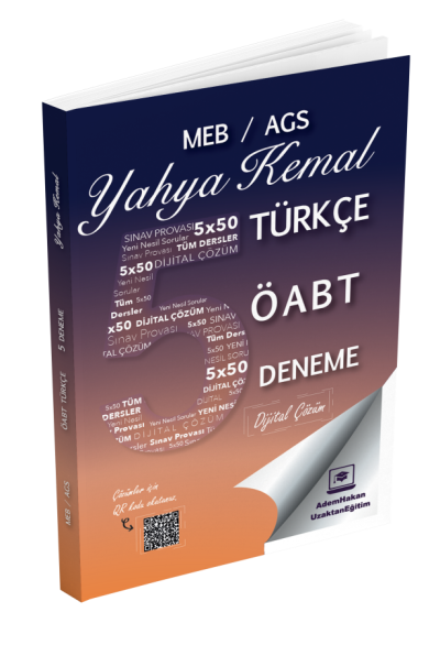 2025 MEB AGS ÖABT Yahya Kemal Türkçe Öğretmenliği Dijital Çözümlü 5 Deneme Adem Hakan Uzem Zeta Fotokopi