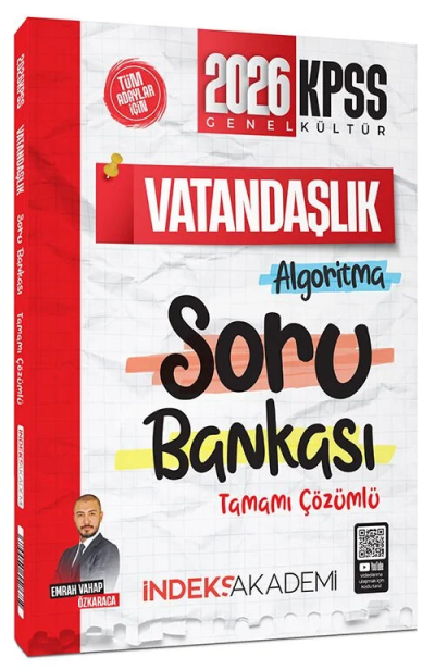 2026 KPSS Vatandaşlık Algoritma Soru Bankası Çözümlü Emrah Vahap Özkaraca İndeks Akademi Yayıncılık Zeta Fotokopi