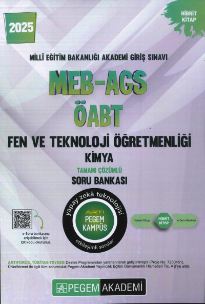 2025 MEB-AGS-ÖABT Fen ve Teknoloji Öğretmenliği Kimya Tamamı Çözümlü Soru Bankas Pegem Akademi Yayıncılık Zeta Fotokopi