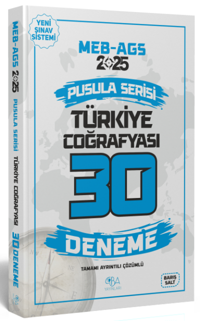 2025 MEB-AGS Türkiye Coğrafyası 30 Deneme Çözümlü Pusula Serisi CBA Yayınları Zeta Fotokopi