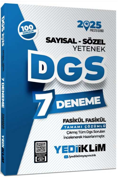 2025 DGS Sayısal-Sözel Yetenek 7 Fasikül Deneme Yediiklim Yayınları Zeta Fotokopi
