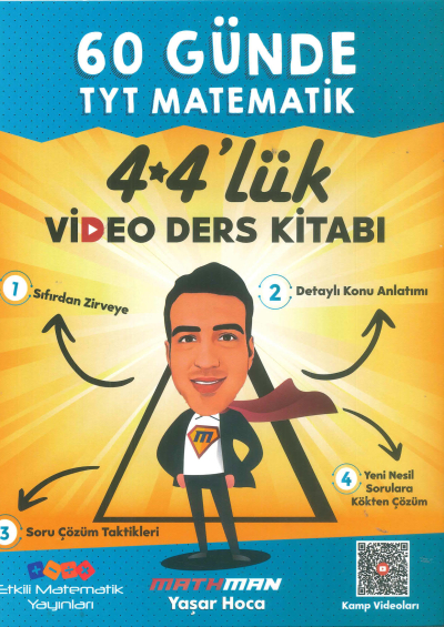 60 GÜNDE TYT MATEMATİK 4*4'lÜK VİDEO DERS KİTABI Zeta Fotokopi