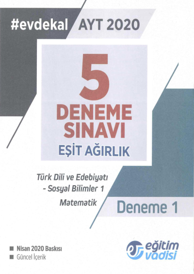 AYT Eşit Ağırlık 5 Deneme Sınavı Zeta Fotokopi