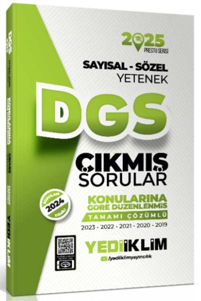 2025 DGS Sayısal-Sözel Yetenek Tamamı Çözümlü Konularına Göre Çıkmış Sorular Yediiklim Yayınları Zeta Fotokopi