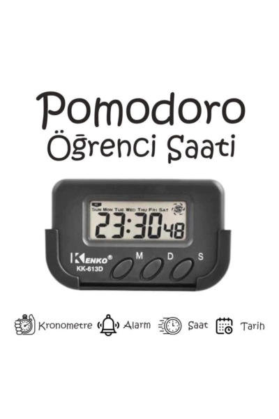 Kenko Pomodoro Öğrenci Saati - Kronometreli Ders Çalışma Saati - Dijital Masa Saati Kenko KK-613D Zeta Fotokopi