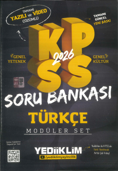 TÜRKÇE 2026 KPSS Genel Yetenek Genel Kültür Hem Yazılı Hem Video Çözümlü Soru Bankası Modüler Yediiklim Yayınları