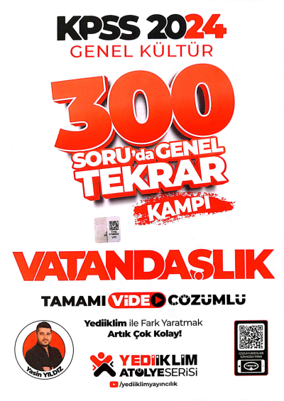 2024 KPSS Genel Kültür Vatandaşlık 300 Soruda Tamamı Video Çözümlü Genel Tekrar Kampı Yediiklim Yayınları Zeta Fotokopi