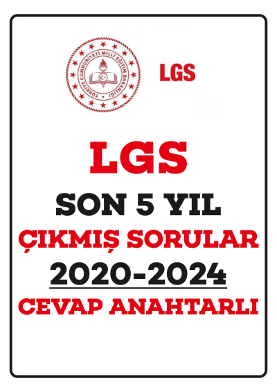 LGS SON 5 YIL ÇIKMIŞ SORULAR (2020-2024) CEVAP ANAHTARLI Zeta Fotokopi