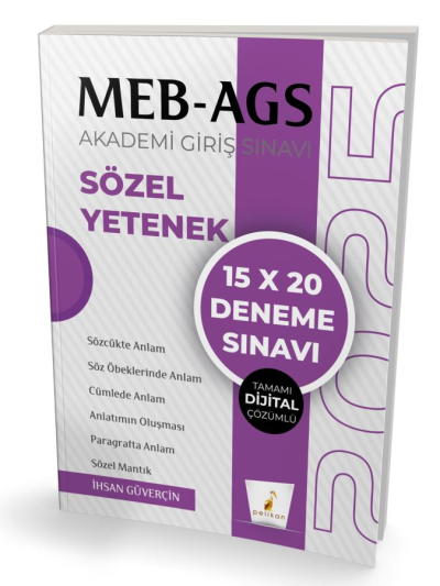 2025 MEB-AGS Sözel Yetenek 15x20 Deneme Çözümlü Pelikan Yayınları Zeta Fotokopi