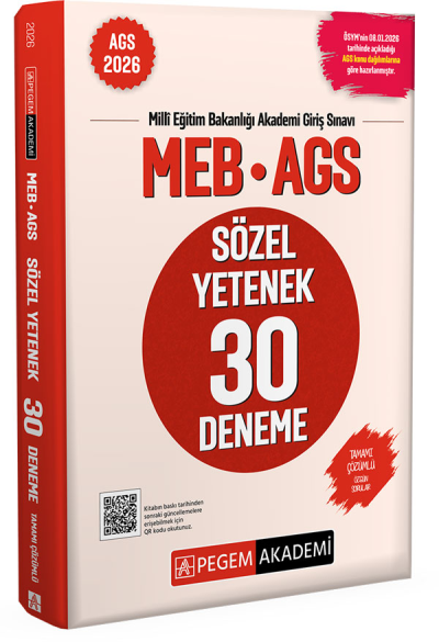 2026 MEB-AGS Sözel Yetenek 30 Deneme Çözümlü Pegem Akademi Yayınları Zeta Fotokopi