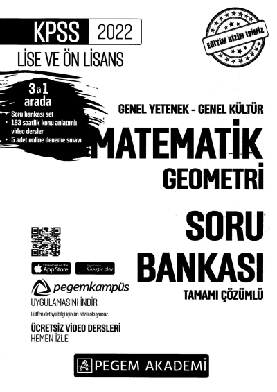 2022 KPSS LİSE VE ÖNLİSANS MATEMATİK GEOMETRİ SORU BANKASI Zeta Fotokopi