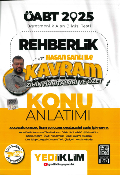 2025 ÖABT Rehberlik Hasan Sanlı ile Kavram Zihin Haritaları ve Özet Konu Anlatımı Yediiklim Yayınları Zeta Fotokopi