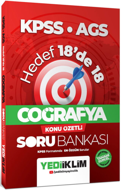 KPSS AGS Coğrafya Hedef 18 de 18 Konu Özetli Soru Bankası Yediiklim Yayınları Zeta Fotokopi