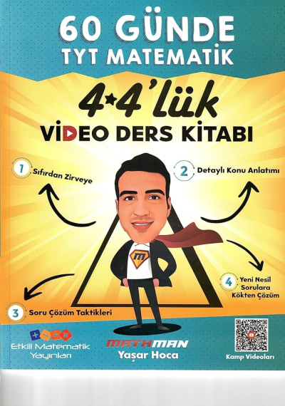 60 GÜNDE TYT MATEMATİK 4*4'LÜK VİDEO DERS KİTABI MATHMAN YAŞAR HOCA Zeta Fotokopi