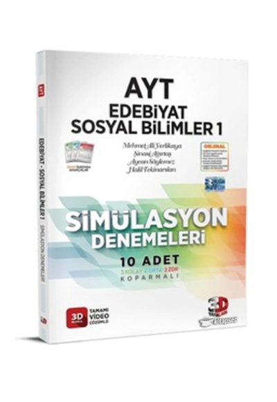 AYT Edebiyat Sosyal Bilimler 1 Simülasyon Denemeleri Tamamı Video Çözümlü 3D Yayınları Zeta Fotokopi