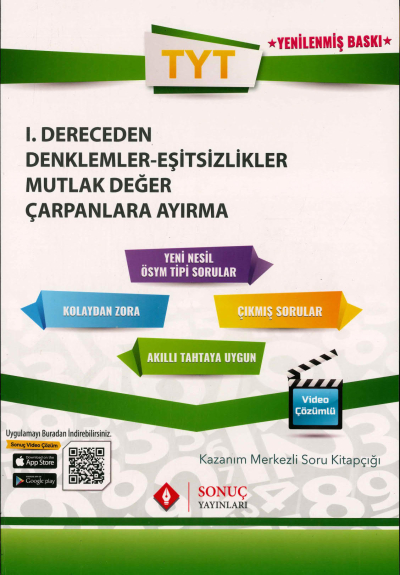 TYT 1. DERECEDEN DENKLEMLER EŞİTSİZLİKLER MUTLAK DEĞER ÇARPANLARA AYIRMA SORU KİTAPÇIĞI Zeta Fotokopi