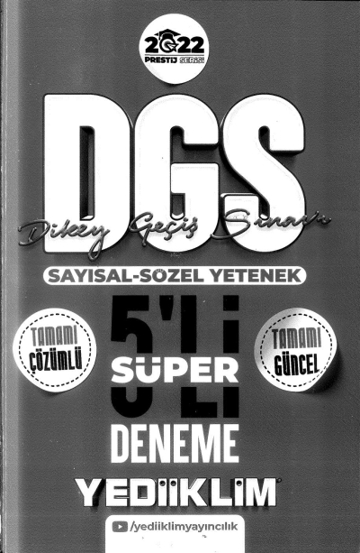 DGS SAYISAL SÖZEL YETENEK 5 Lİ SÜPER DENEME ÇÖZÜMLÜ Zeta Fotokopi