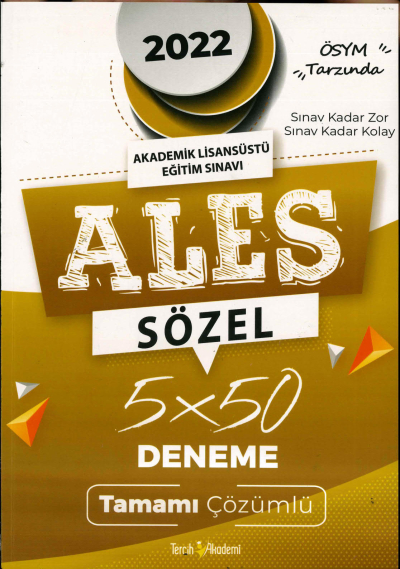 ALES SÖZEL 5x50 TAMAMI ÇÖZÜMLÜ DENEME Zeta Fotokopi