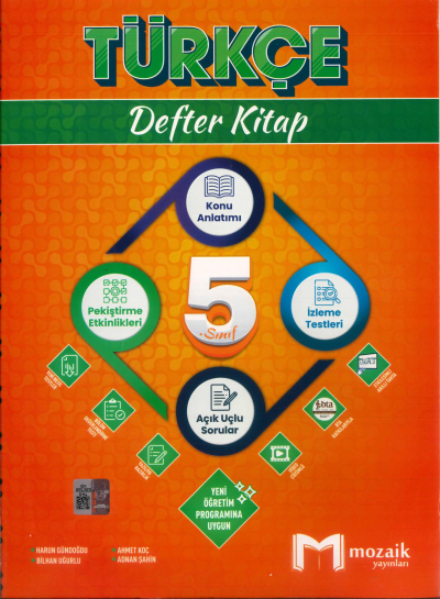 5. Sınıf Türkçe Defter Kitap Mozaik Yayınları Zeta Fotokopi