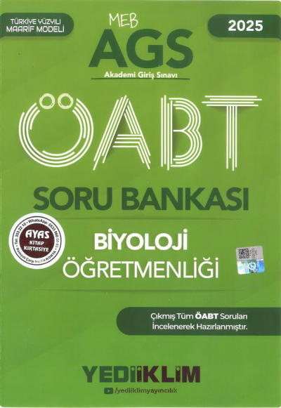 2025 MEB AGS ÖABT Biyoloji Öğretmenliği Soru Bankası Yediiklim Yayınları Zeta Fotokopi