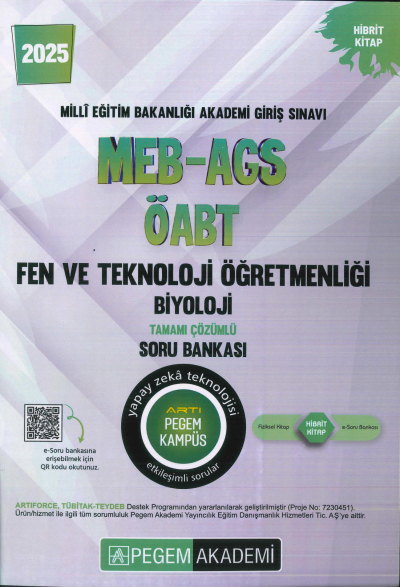 2025 MEB-AGS-ÖABT Fen ve Teknoloji Öğretmenliği Biyoloji Tamamı Çözümlü Soru Bankas Pegem Akademi Yayıncılık Zeta Fotokopi