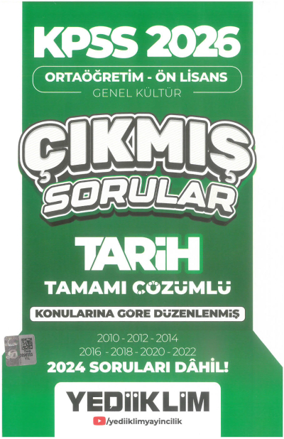 2026 KPSS Ortaöğretim-Önlisans Tarih Konularına Göre Çıkmış Sorular(2024 soruları dahil) Yediiklim Yayınları Zeta Fotokopi