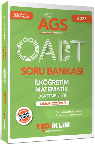 2025 MEB AGS ÖABT İlköğretim Matematik Öğretmenliği Tamamı Çözümlü Soru Bankası Yediiklim Yayınları Zeta Fotokopi