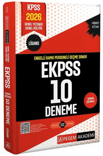 2026 E KPSS Engelli Kamu Personeli Seçme Sınavı Tamamı Çözümlü 10 Deneme Pegem Yayınları Zeta Fotokopi