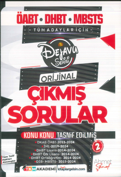 2025 ÖABT DHBT MBSTS Din Kültürü ve Ahlak Bilgisi Dejavu Orijinal Çıkmış Sorular Seti 2. Kitap TKM Akademi Zeta Fotokopi