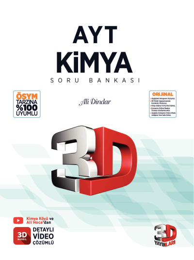 2026 AYT 3D Kimya Tamamı Video Çözümlü Soru Bankası 3D Yayınları Zeta Fotokopi