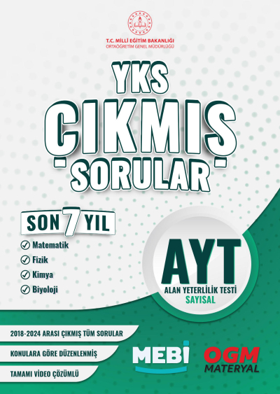 AYT Sayısal (Mat-Fizik-Kimya-Biyoloji) Çıkmış Sorular 2018-2024 Mebi