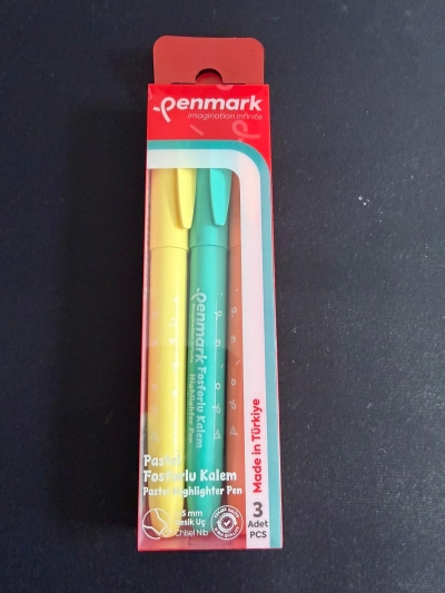 Penmark Kalem Tipi Fosforlu Kalem 3 Lü Bristol Pastel Zeta Fotokopi