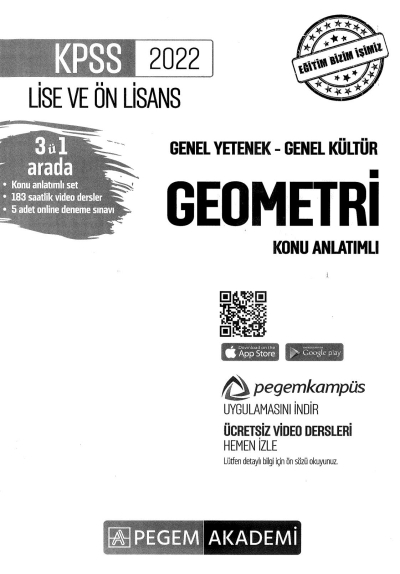 2022 KPSS LİSE VE ÖNLİSANS GEOMETRİ KONU ANLATIMI Zeta Fotokopi