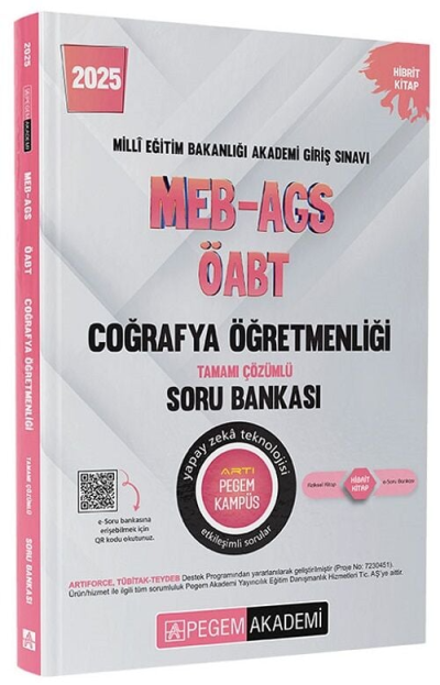 2025 MEB-AGS-ÖABT Coğrafya Öğretmenliği Tamamı Çözümlü Soru Bankası Pegem Akademi Yayıncılık