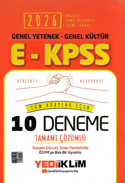 2026 E-KPSS Genel Yetenek Genel Kültür Tüm Adaylar İçin Tamamı Çözümlü 10 Deneme Yediiklim Yayınları