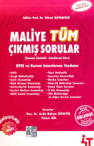 Maliye Tamamı Çözümlü Çıkmış Sorular 4T Yayınları (2024 KPSS Soruları Dahil) Zeta Fotokopi