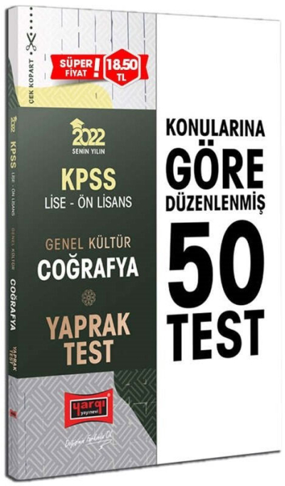 KPSS Lise Ön Lisans Genel Kültür Coğrafya Yaprak Test Zeta Fotokopi