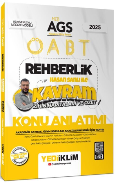 2025 MEB AGS ÖABT Rehberlik Hasan Sanlı ile Kavram Zihin Haritaları ve Özet Konu Anlatımı Yediiklim Yayınları Zeta Fotokopi