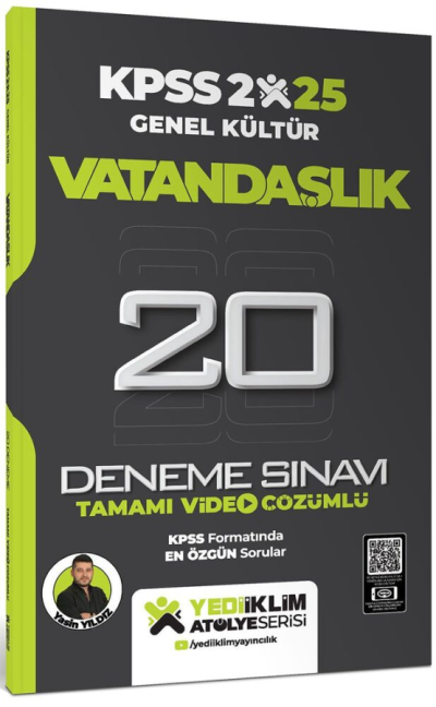 2025 KPSS Vatandaşlık Genel Kültür Atölye Serisi Tamamı Video Çözümlü 20 Deneme Sınavı Yediiklim Yayınları Zeta Fotokopi